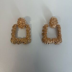 Aldo Gold Textured Geometric Square Dangle Earrings